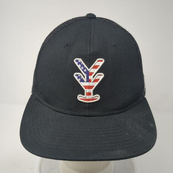 Yee Yee Logo USA Flag Snapback Trucker Hat Black One Size Mesh Back - Picture 2 of 8